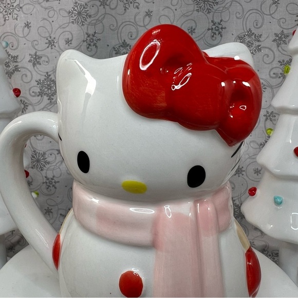 Sanrio Hello Kitty Christmas Snowman Snow Kitty Ceramic Coffee Mugs - Pink Scarf - Picture 6 of 12